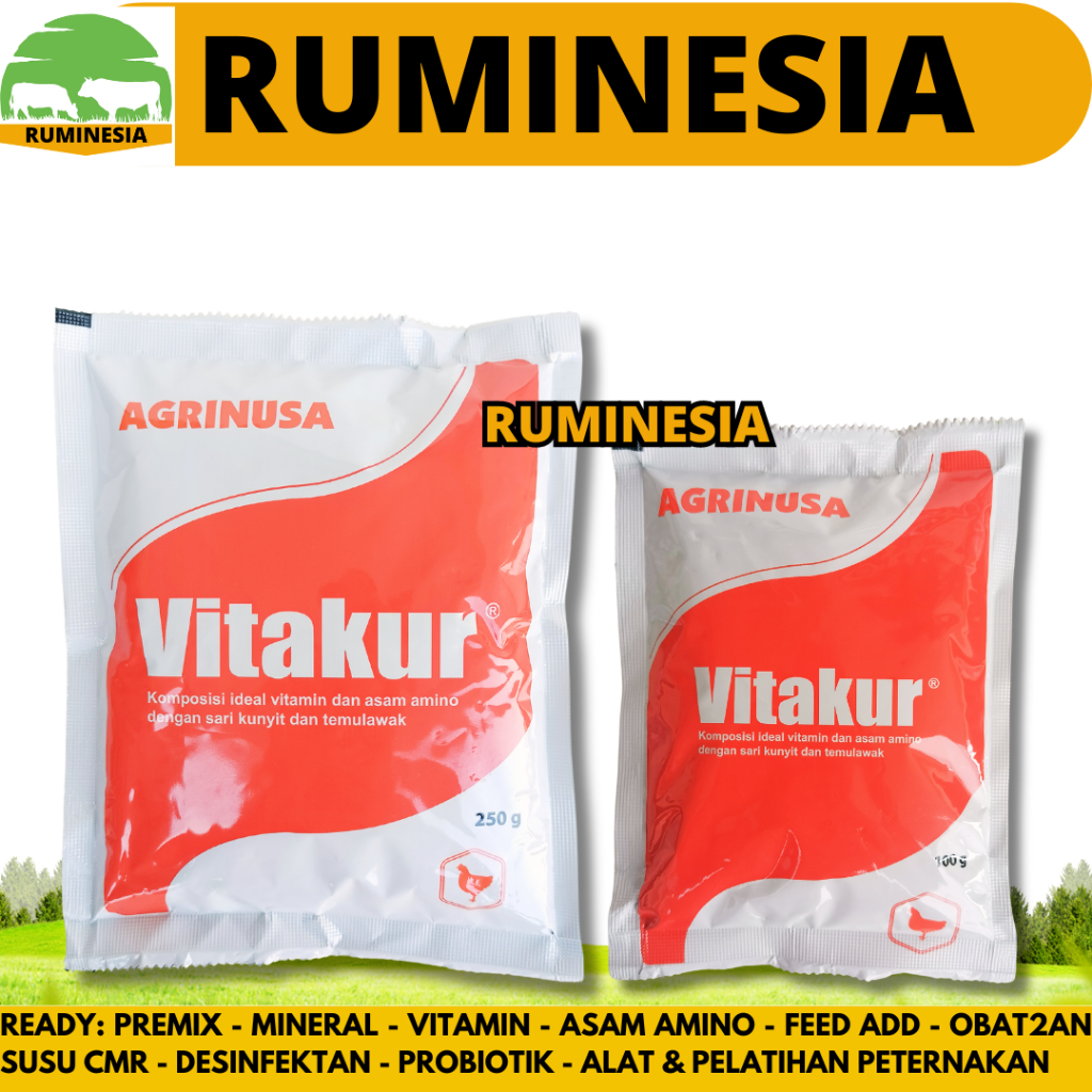 VITAKUR 250 gram & VITAKUR 100 gram - Vitamin Ayam Herbal Kunyit Temulawak Nambah nafsu makan dan na
