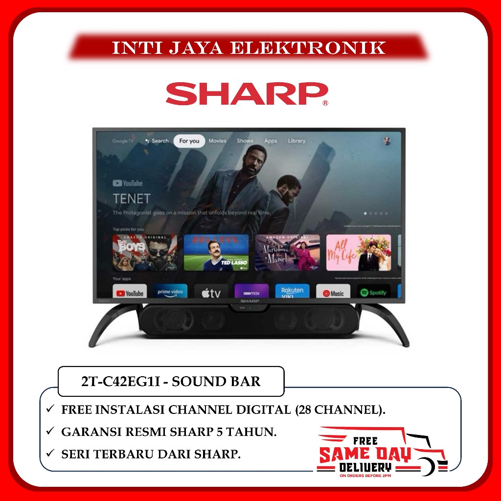 TV SHARP 42 INCH ANDROID TV 2T-C42EG1I SOUNDBAR 42INCH 42EG SB