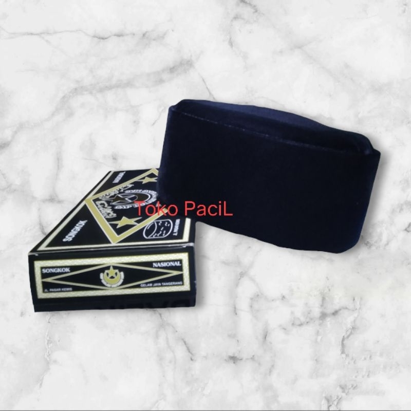 peci kopyah songkok bulan bintang bb dus hitam super premium susun rata NL