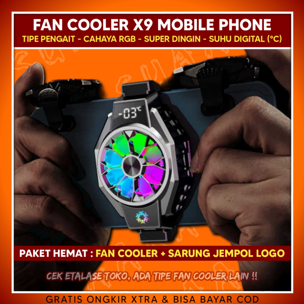 SUAARA - SUHU DIGITAL & RGB | MOBILE PHONE X9 FAN COOLER FUNCOOLING KIPAS GAMING PENDINGIN HP [KOMBO