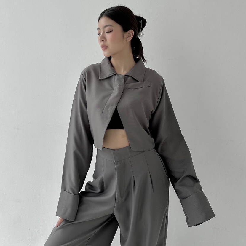Bonus KIT BLAZER  Atasan Crop Outer Blazer Wanita Luaran Top Jacket Baju Lengan Tangan Panjang Vest 