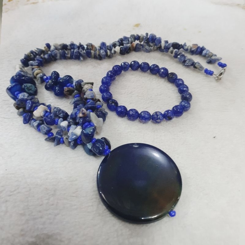 Set Aksesoris Kalung dan Gelang Batu handmade kalimantan