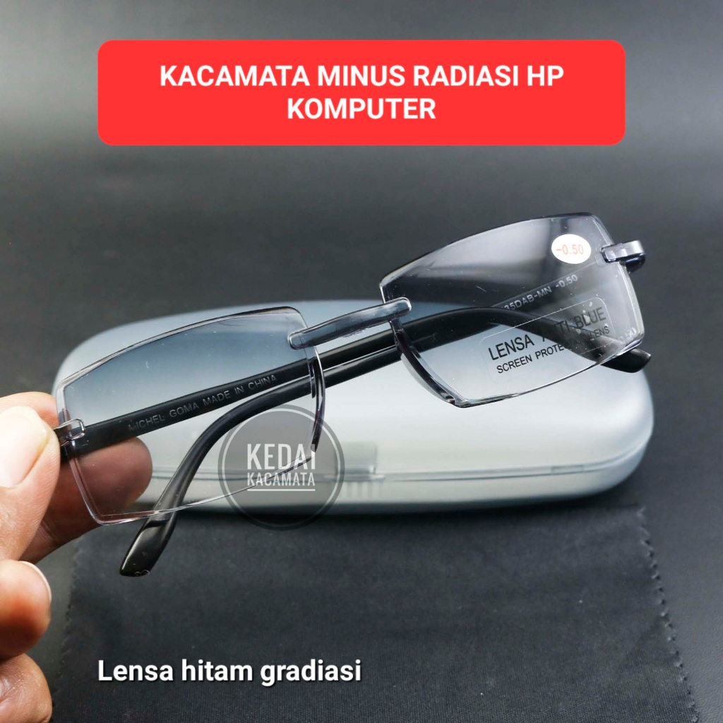635/KACAMATA MINUS FRAMELESS TANPA BINGKAI/KACAMATA RABUN JAUH MINUS LENSA GRADIASI HITAM