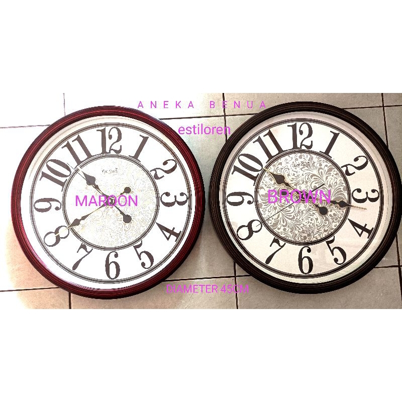 JAM DINDING ESTILORAN  OM T2027, JAM DINDING BESAR DIAMETER 45CM,