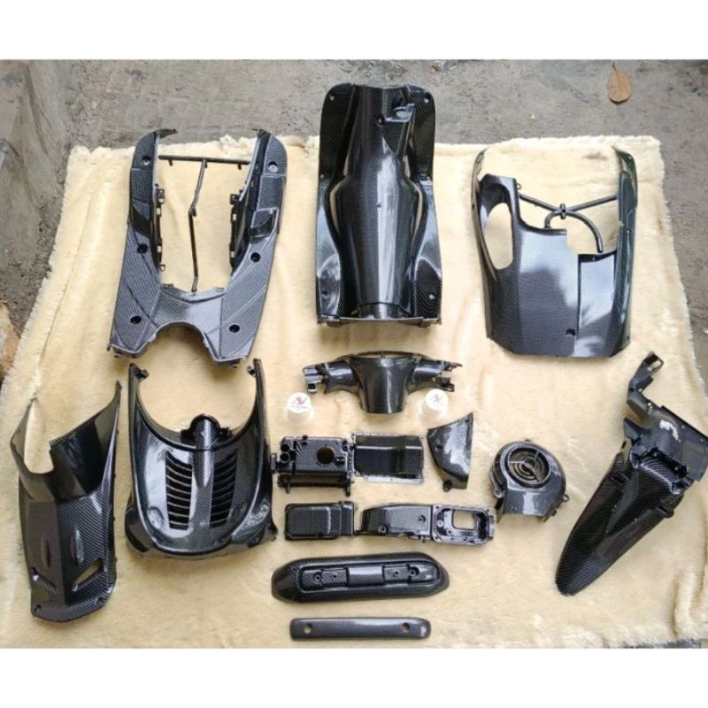 Full Body Kasar Mio Sporty Original Yamaha Full Carbon WTP - Karbon Celup
