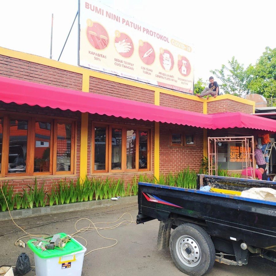 kanopi kain awning/tenda/kanopi ANTI AIR Baru Awning Kanopi Tahan Panas Dan Hujan