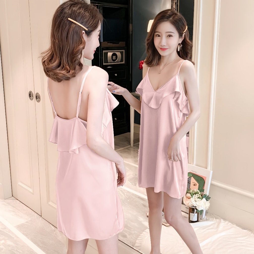 {COD✅}piyama perempuan,baju tidur wanita sexi,Baju tidur aesthetic korea ,Daster Satin Seksi