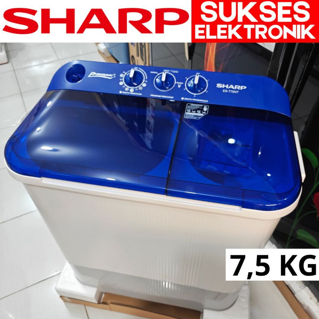 MESIN CUCI SHARP 2 TABUNG 7,5KG ES-T75NT / WASH MACHINE ES T75NT 75NT 75 NT 7,5 KG 7 KG KILO 7KG