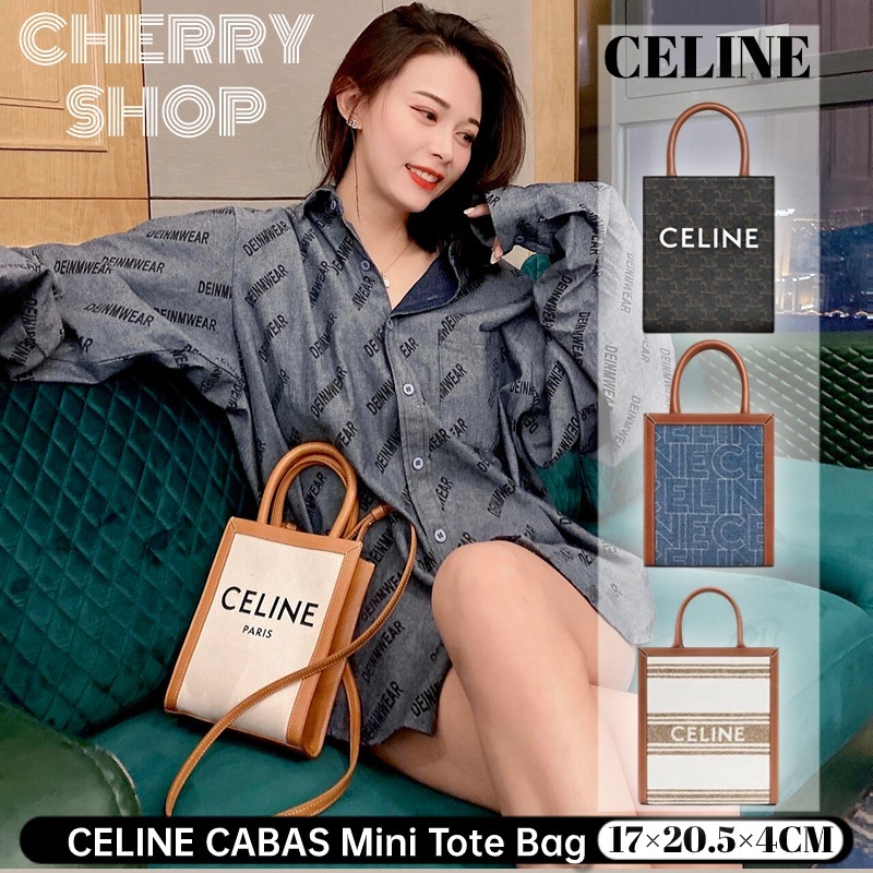 ✨100% authentic Celine CABAS MINI LOGO PRINT VERTICAL BAG/Tas Tangan/Tote Wanita