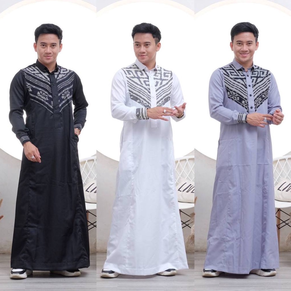 KODE I43P GRANITOID  MUSTOFA gamis pria jubah muslim tenun asli baju lebaran