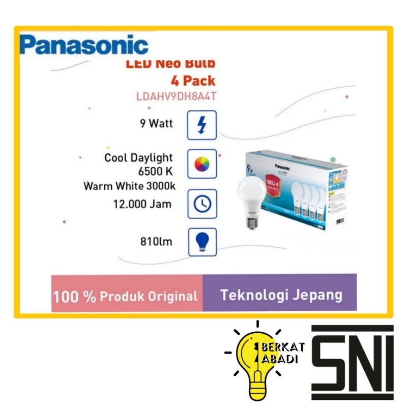 Panasonic Lampu LED Neo 9 Watt Paket