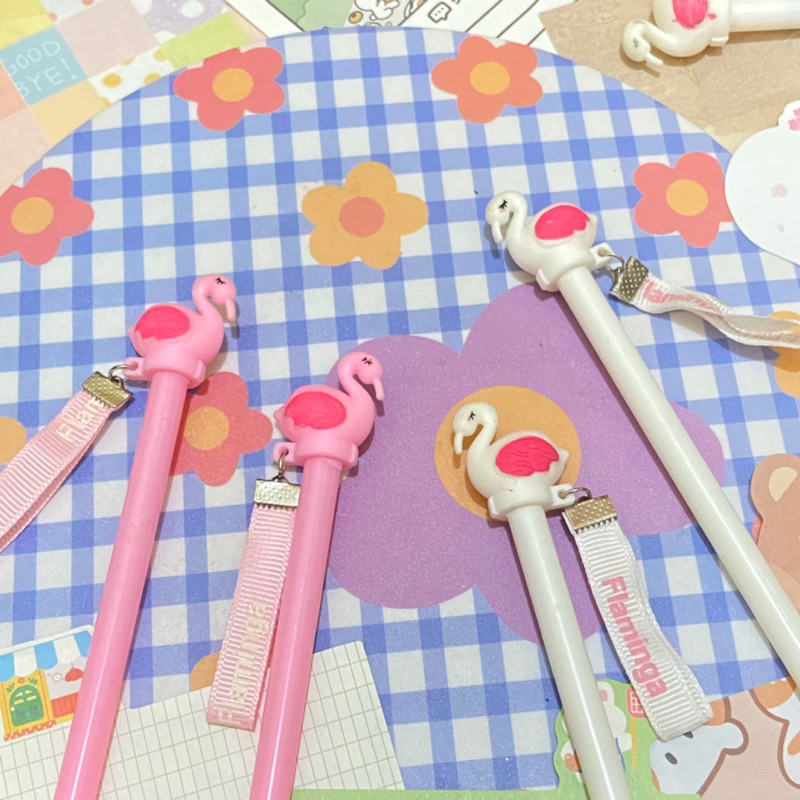 

Flaminga Pen Pena Karakter Flaminggo Pink Putih Pena Karakter Hewan Flaminggo