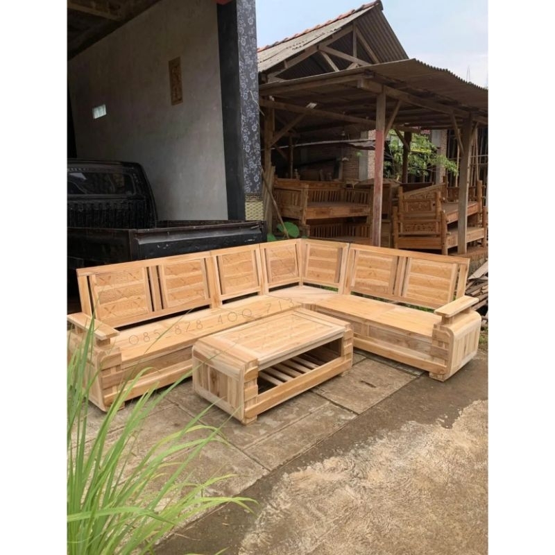 COD  Ready Stok  Kursi Tamu Minimalis Full Kayu Jati Jepara kursi sudut minimalis Jati kursi pojok k