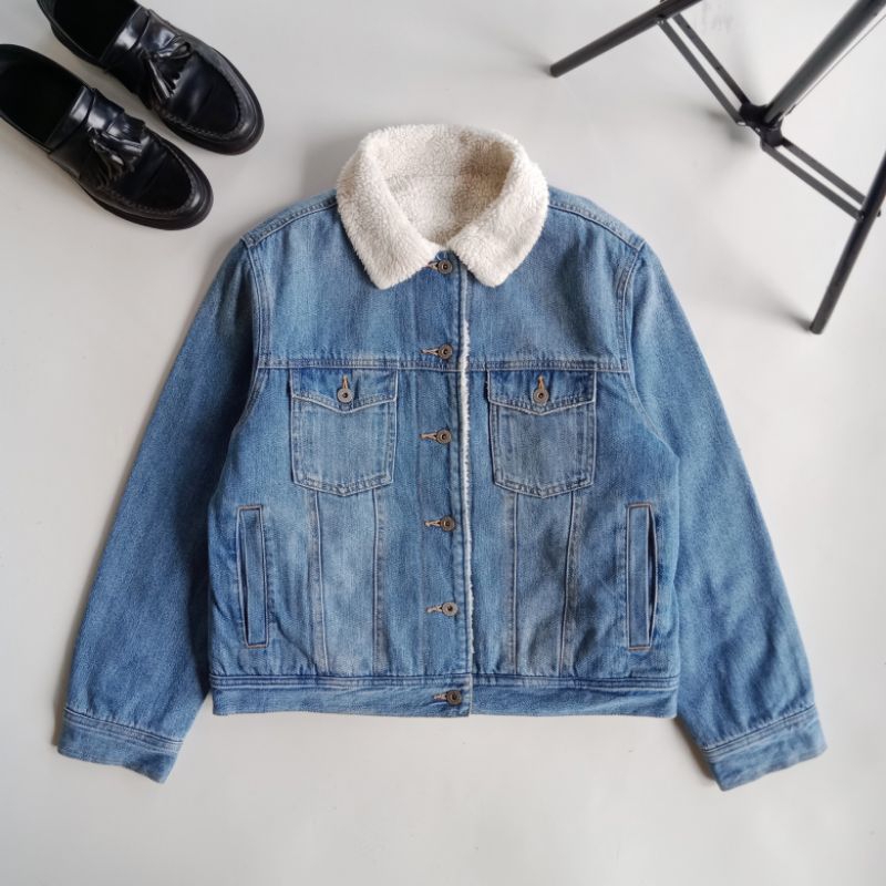 Gu uniqlo trucker sherpa jacket