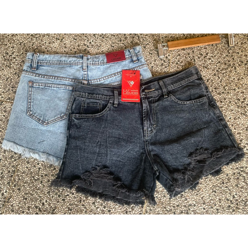 Hot Pants/Korea Seksi Highwaist Celana Jeans Pendek Wanita Hitam/Biru/Rawis Jeans