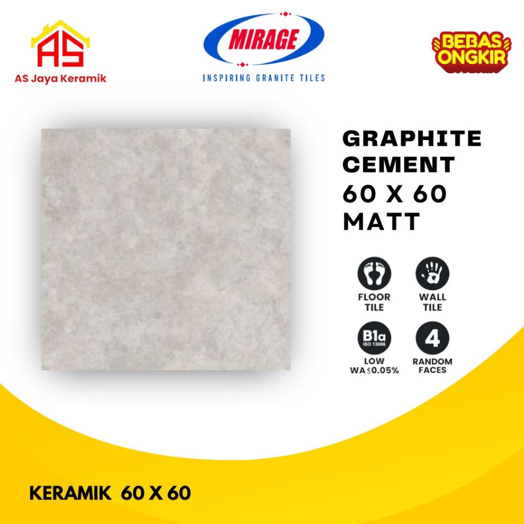Keramik Lantai I Lantai Granit I 60 x 60 Graphite Cement I Mirage
