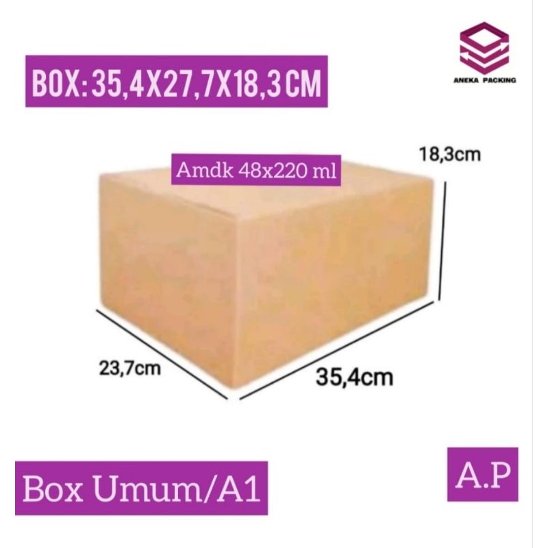 

Box 35,4x27,7x18,3 cm( amdk 48x220 ml)/kardus/hampers/packing