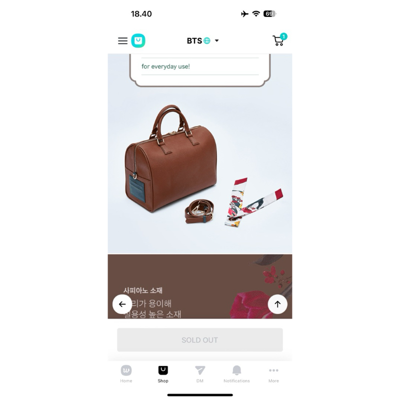 (READY STOCK) MUTE BOSTON BAG BTS V MADE COLLECTION BY ARTIST