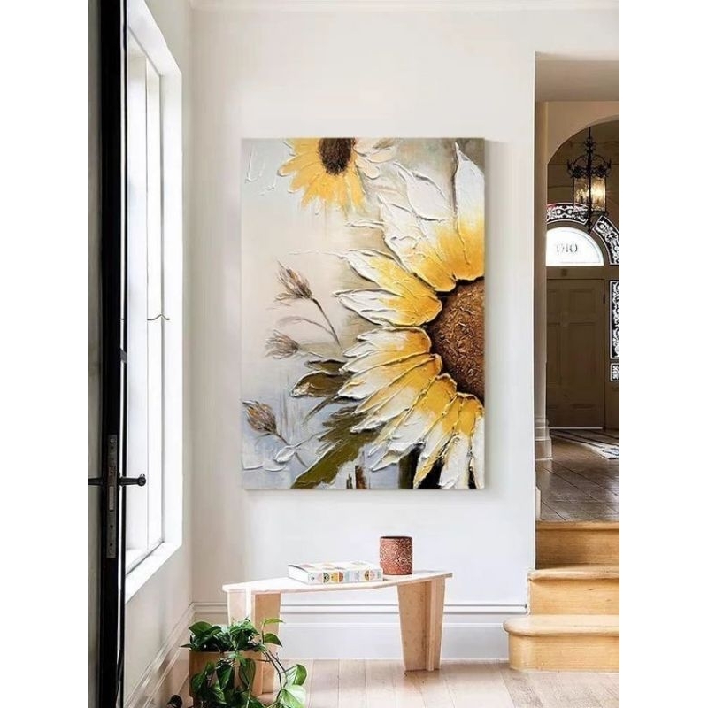 lukisan bunga matahari modern dekorasi dinding hiasan rumah