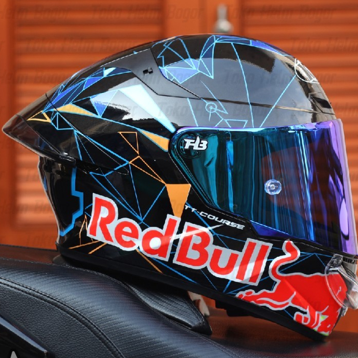 KYT TT Course Pol Espargaro Qatar 2021 Black repaint mouthpad CLEAR - visor BLUE