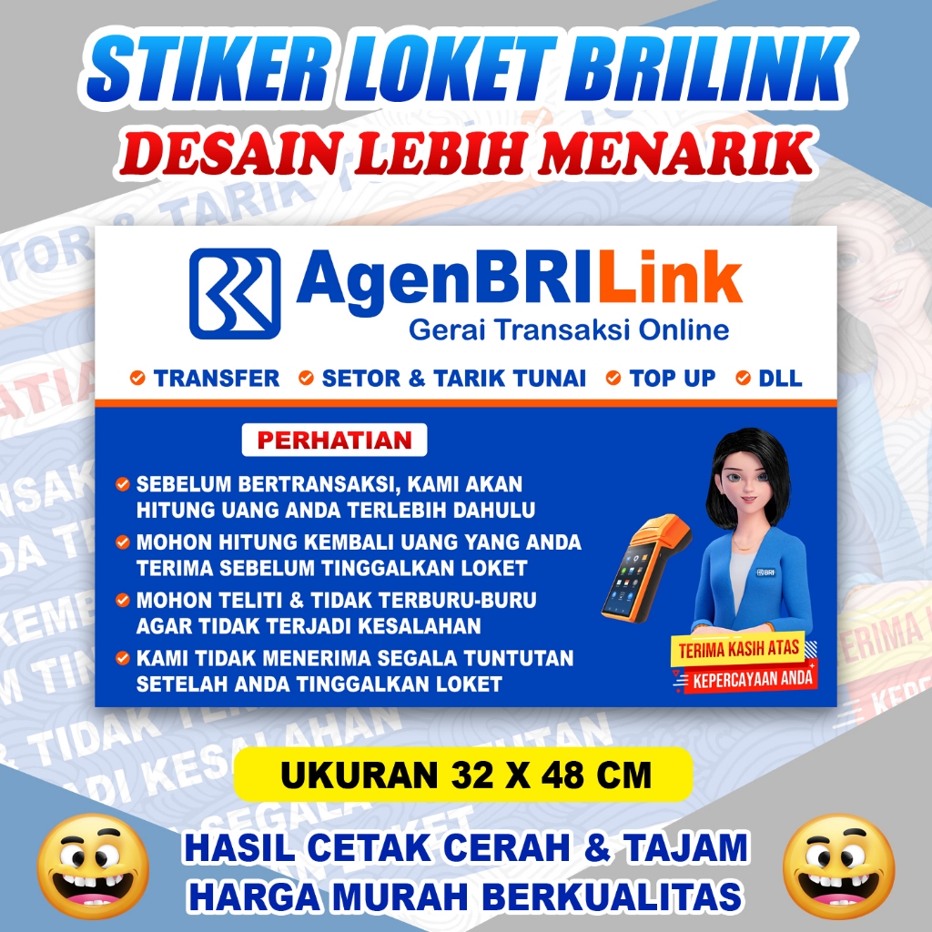 TERBARU STIKER AGEN BRILINK / STIKER LOKET BRILINK TERMURAH