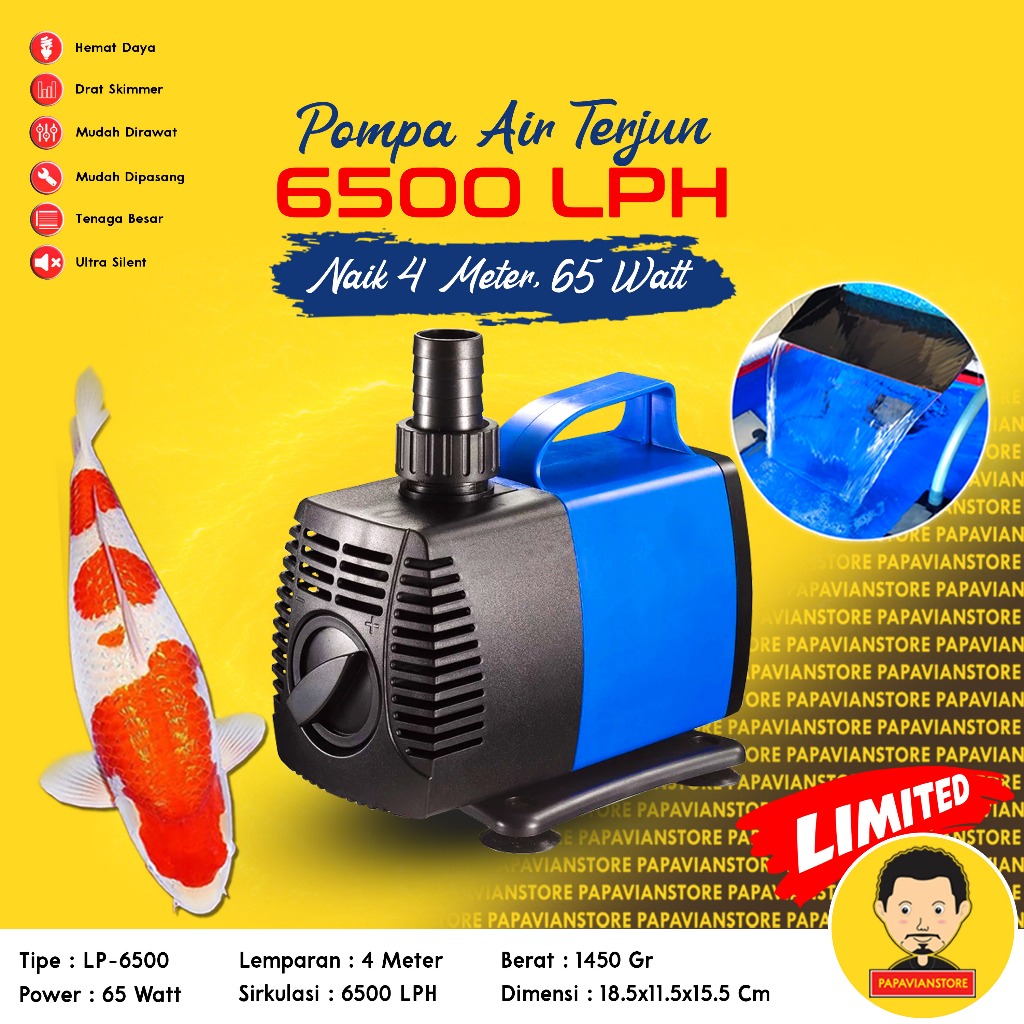 Pompa Air Mesin Filter Celup Sirkulasi Kolam Ikan Koi Besar Low Watt Aquarium Tank Submersible
