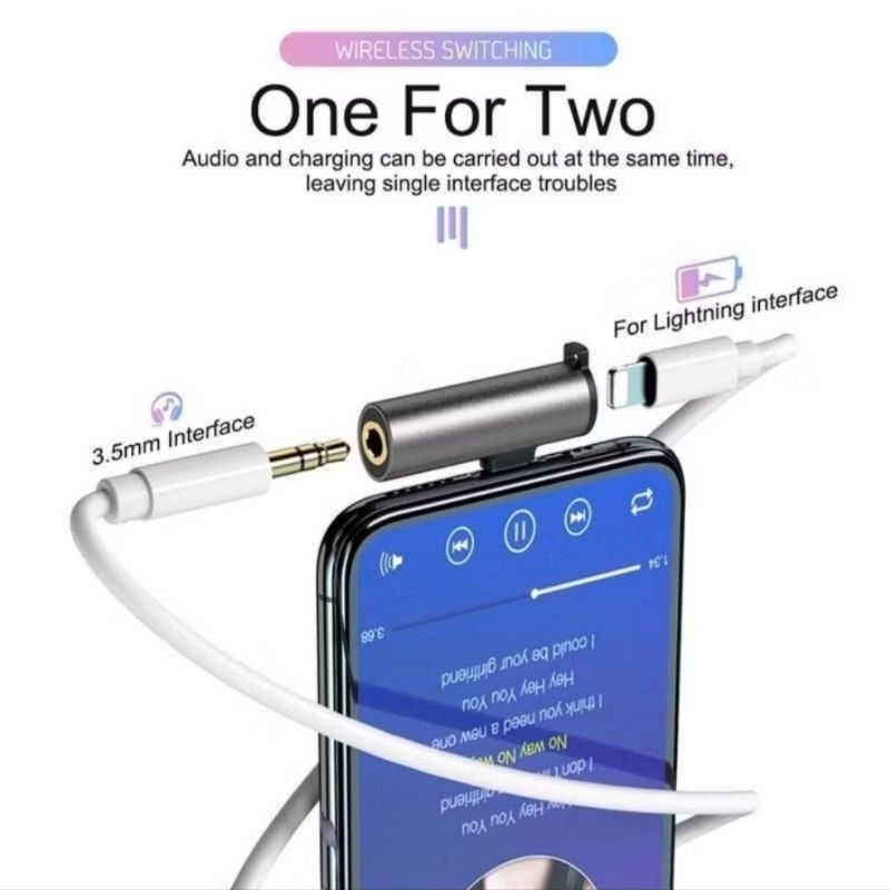Conventer Spliter ipone FLECO Jack Audio 3.5mm COMPATIBLE ipone x/ xs/xr/11/11 pro/12 pro/12 mini/13