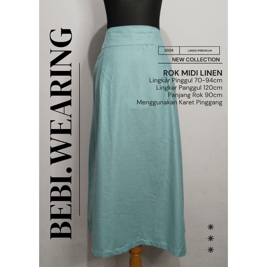 B.Wearing Rok Midi Linen/Rok Linen Premium/Rok Korean Style/Rok Polos Linen