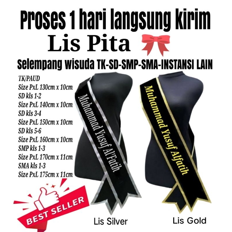 Selempang Wisuda TK, SD, SMP dan SMA Free Sablon Nama