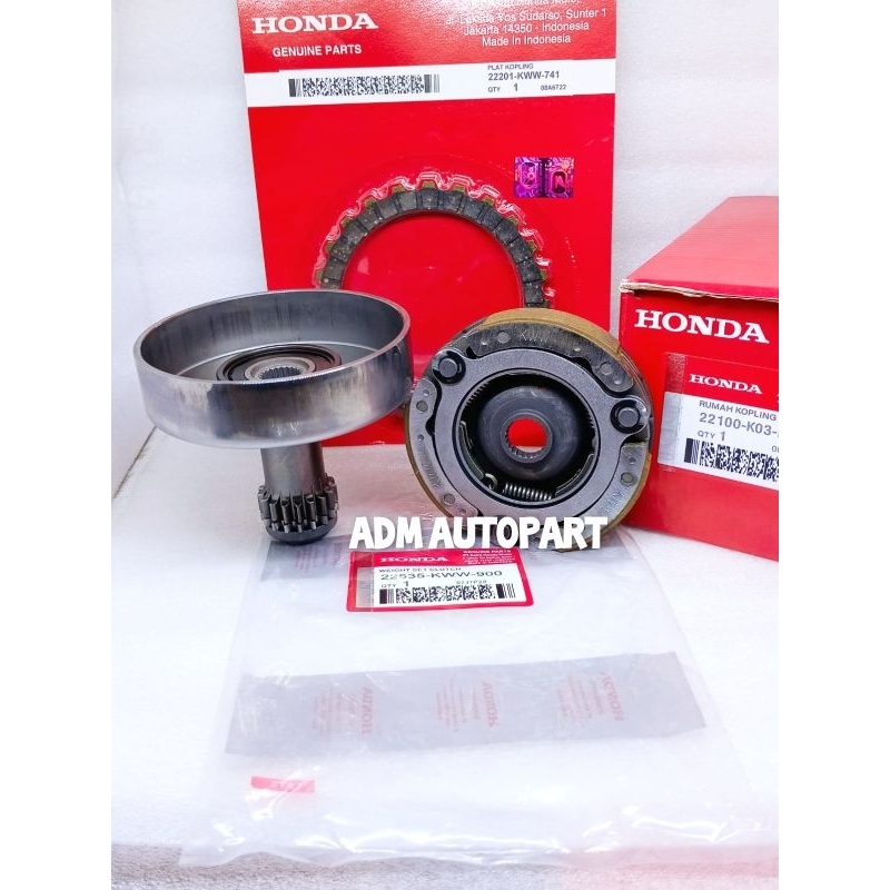 Lonceng kopling K03+Kampas ganda Assy KWW+Kampas kopling KWW (3 aitem) Revo fit injeksi Revo X Injek