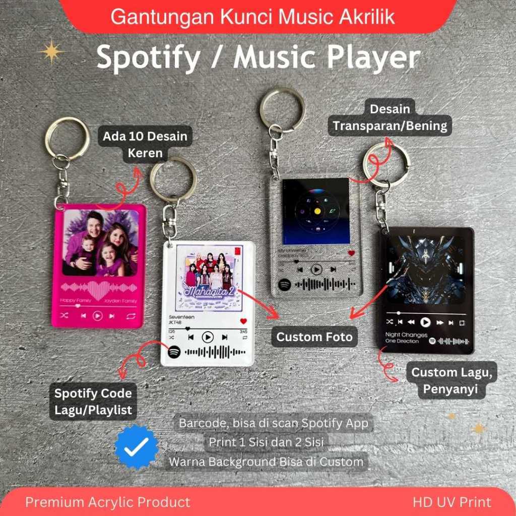 Gantungan Kunci Musik Spo**y Custom | Ganci Spo**y | Keychain Musik Akrilik Custom HD UV Print PREMI
