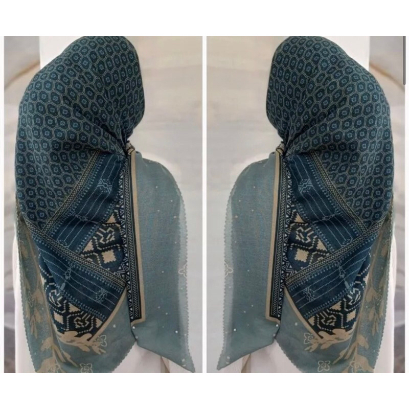 Jilbab voal motif hijau botol mewah