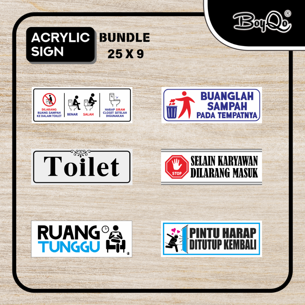 

BoyQo Bundle Papan Tanda Akrilik di Kantor Uk. 25 x 9 Berbagai Desain Menarik Unik dan Aesthetic