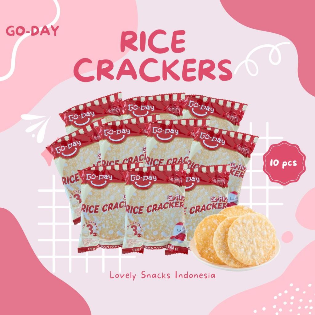 

Promo Hemat - GO DAY Rice Crackers 16.5 gram x 10 pcs | Snack Cemilan Biskuit Beras