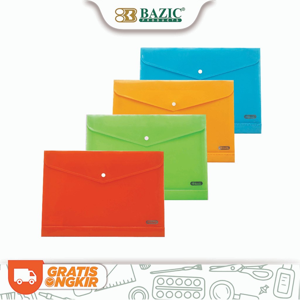 

Bazic Map Plastik / Map Kancing / File Bag A4 Warna