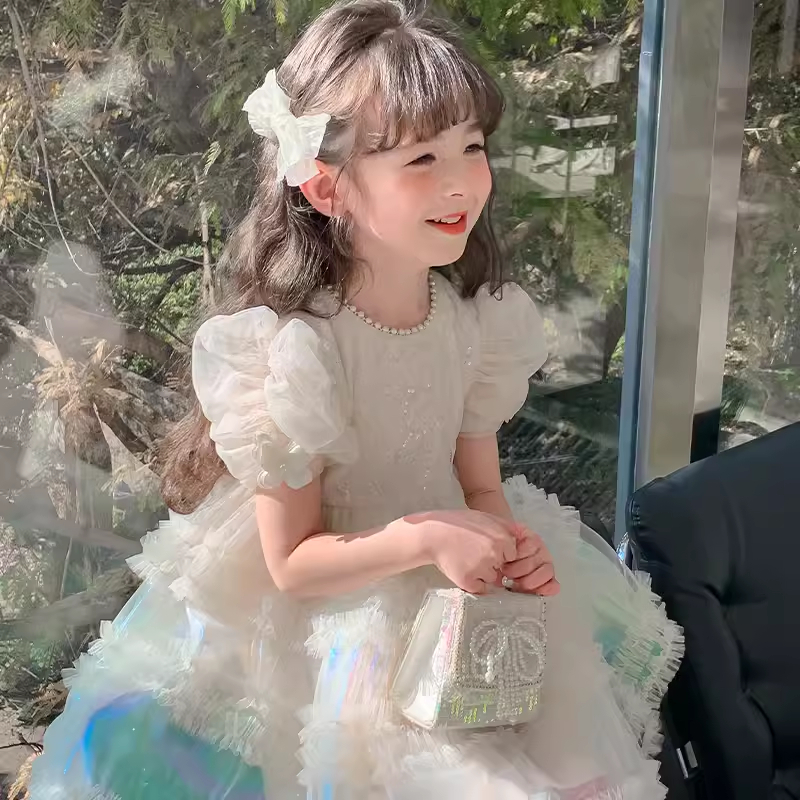 Girl White Dress Baju Pesta Party Gaun Ulang Tahun Birthday Putih Elegan anak Perempuan Cewek