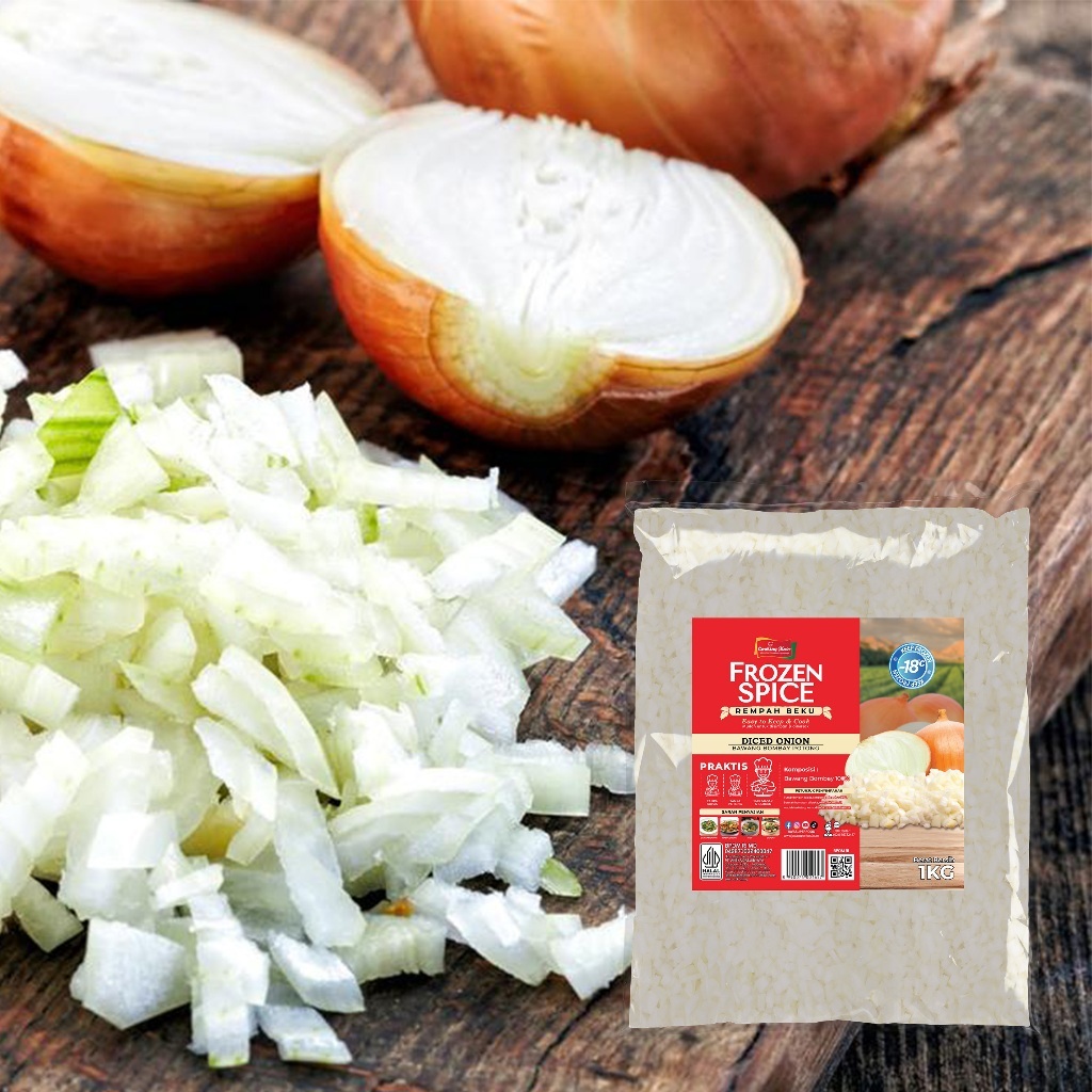 

Onion Dice / Bawang Bombay Potong / Bombay Iris / Rempah beku / Frozen spice / Frozen Vege 500gr