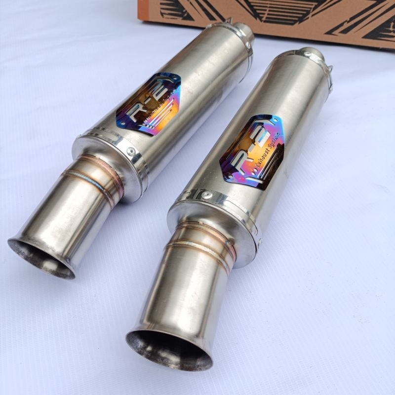 Silincer Knalpot Dragbike type corong Drag Sarangan bor boran inlet38,inlet45, dan inlet 50 Suara En