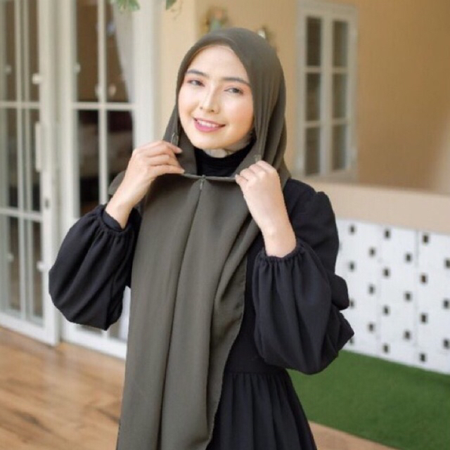Hijab Instan Zipper Resleting Segiempat Square | Hijab Segiempat Instan Zipper