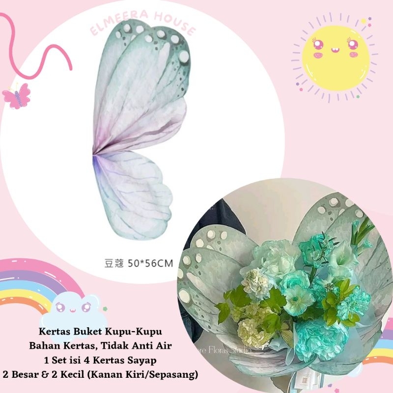 

Kertas Buket Kupu2x| Cellophane Butterfly 1 Set Dapat 2 Pasang (Besar & Kecil)