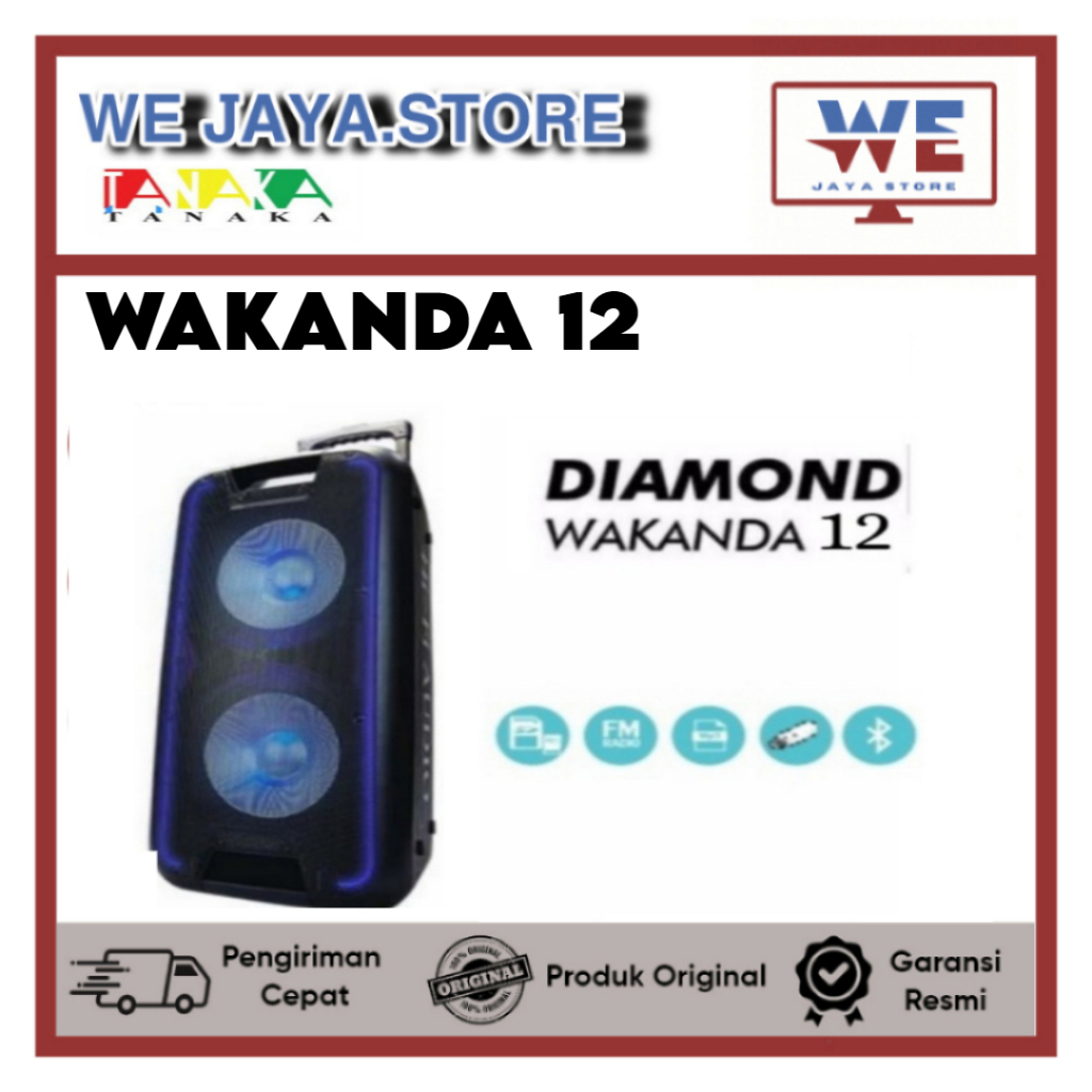 TANAKA SPEAKER BLUETOOTH PORTABLE DIAMOND WAKANDA 12INCH SPEAKER AKTIF TANAKA