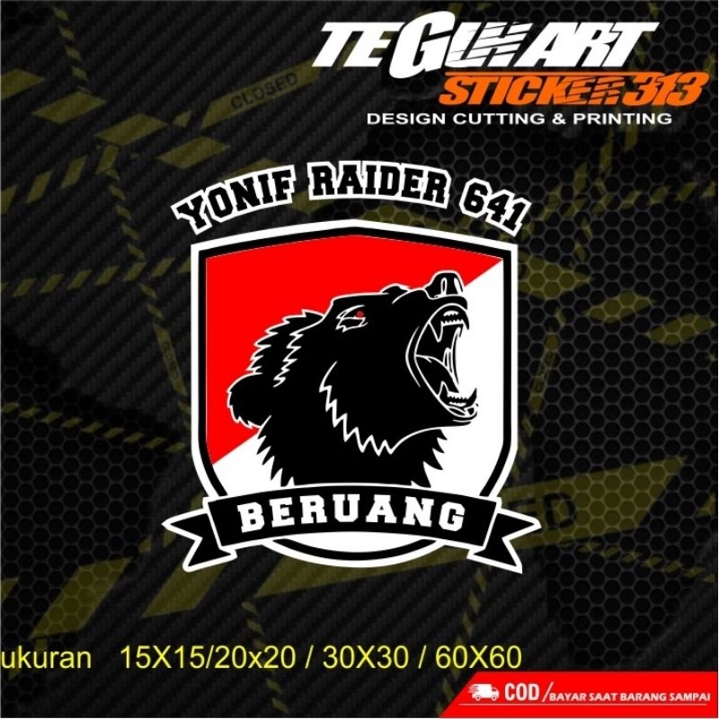 STICKER CUTTING YONIF RAIDER 641 BERUANG