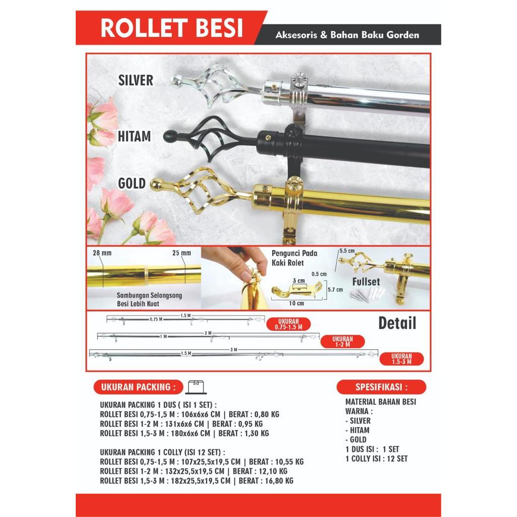 Besi Gorden Full Set / Tiang Gorden / Rellet Besi / Batang Gorden / Rellet Gorden /Besi Hordeng / Ti