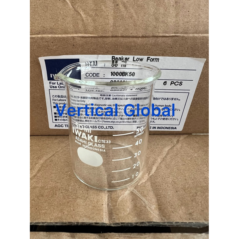 Beaker Glass 50 ml Iwaki Kaca Gelas Piala