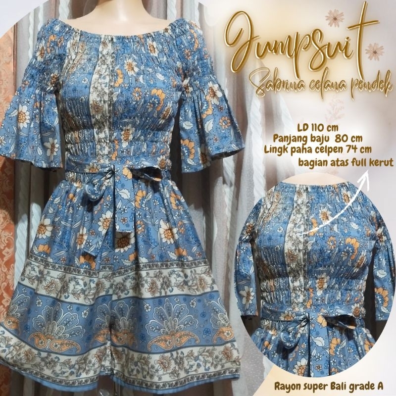 Jumpsuit Sabrina kerut pendek //Jumpsuit Sabrina //Jumpsuit kerut //Jumpsuit celana pendek //Jumpsui