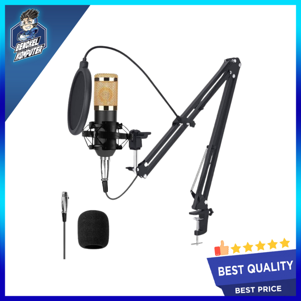 SET MICROPHONE MIXIO BM800 FULL PAKET - GOLD