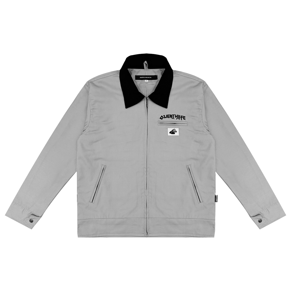 Qwertylife Work Jacket Boxy Fit Cordoray Grey