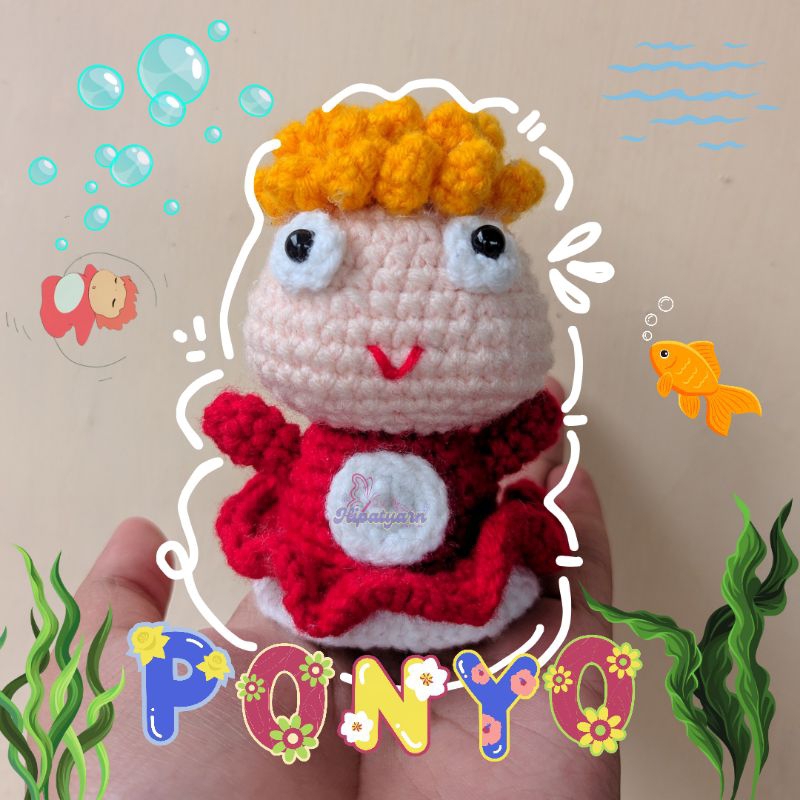 Boneka Rajut Crochet Gantungan Kunci Studio Ghibli Ponyo