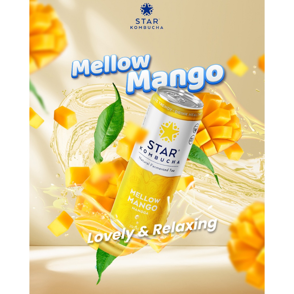 

STAR Kombucha Scoby Minuman Teh Sehat Probiotik Sari Buah Asli Mellow Mango 250ml