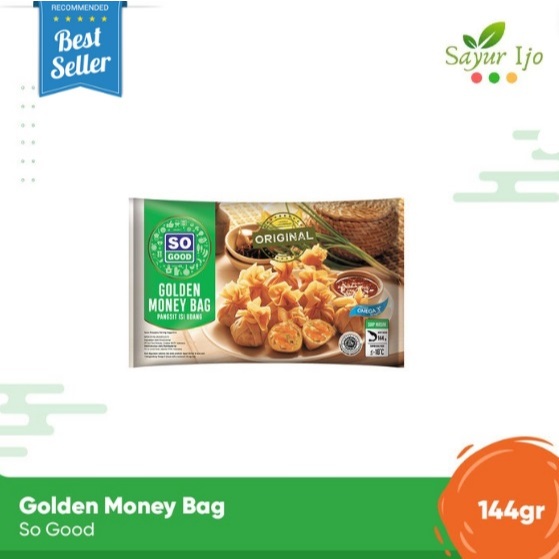 

So Good Golden Money Bag 144 Gram / Pack Fresh Frozen Daging Kulit Pangsit Isi Udang Instant HALAL